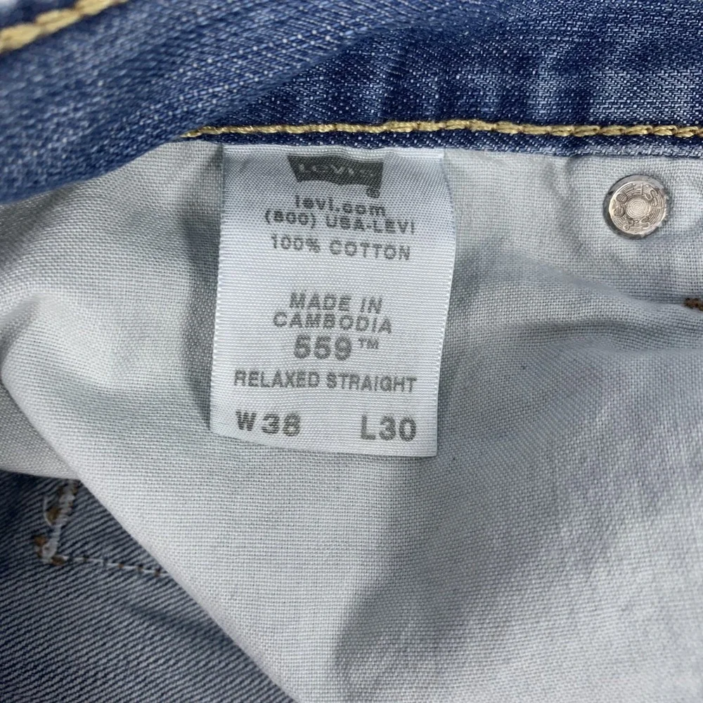 Y2K Levi's 559 Relaxed Straight Jeans Mens 38x30 Blue Denim Medium Wash Cotton